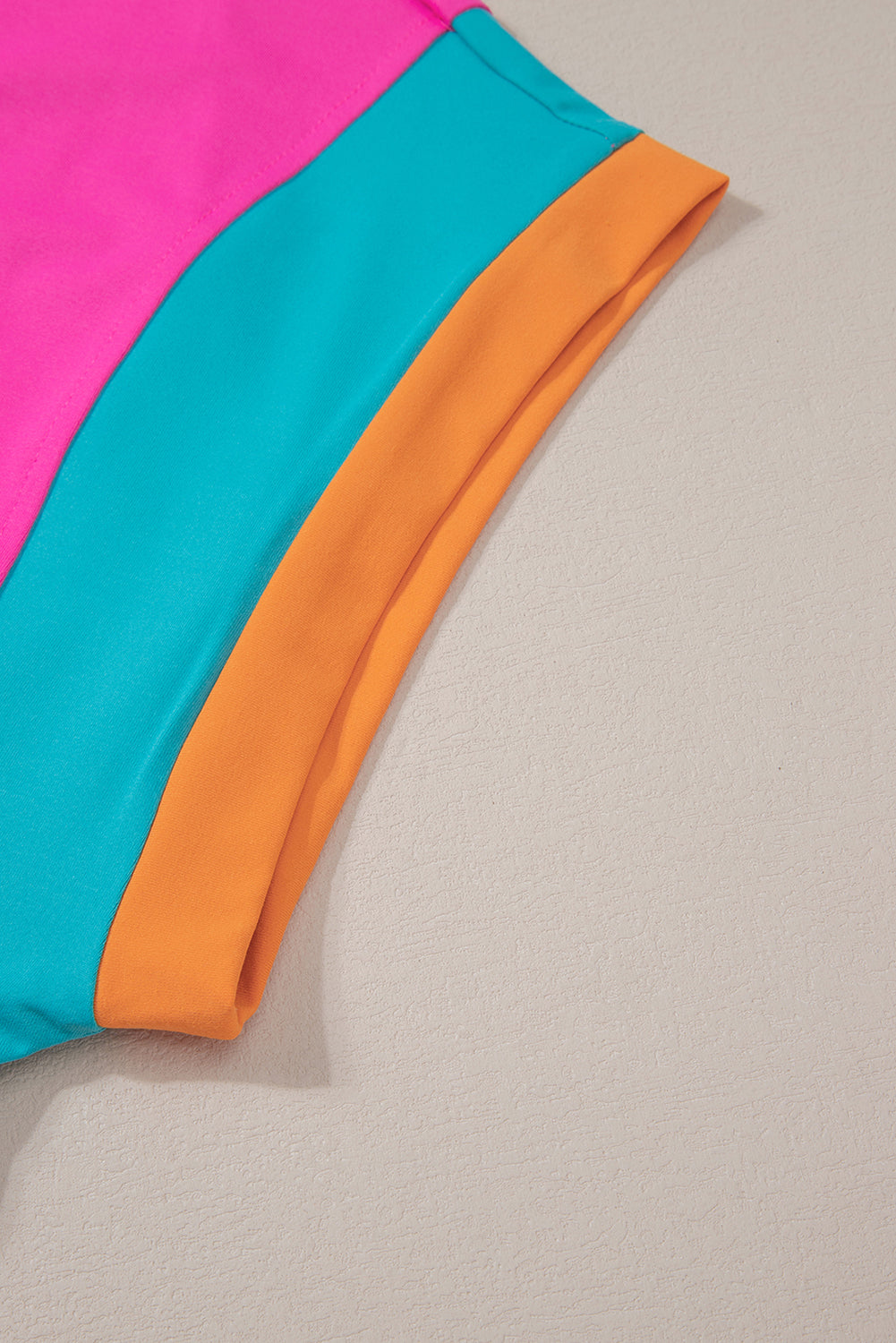 Color-Block Top and Elastic Waist Shorts Set