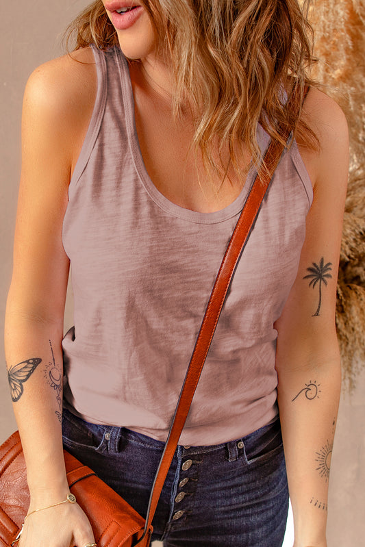 Scoop Neck Solid Tank Top