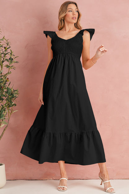 Erica Flutter Sleeve Smocked Maxi Dress