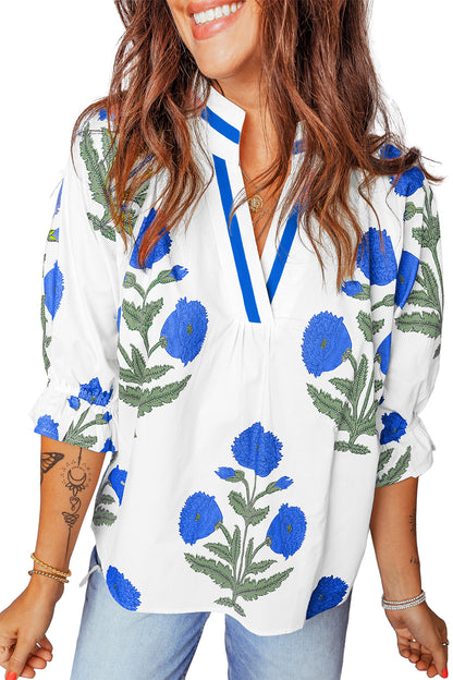 Floral Print V-Neck Blouse