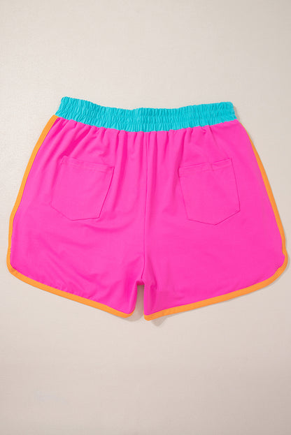 Color-Block Top and Elastic Waist Shorts Set