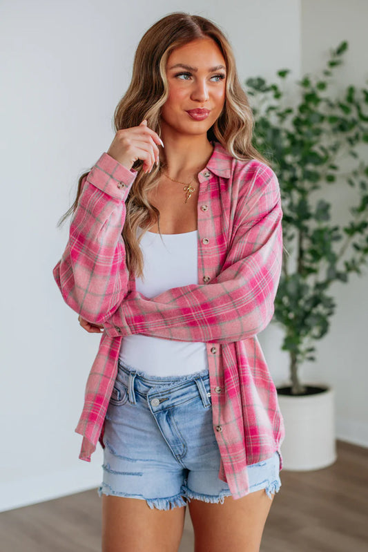 Kansas Pink Plaid Long Sleeve Shirt