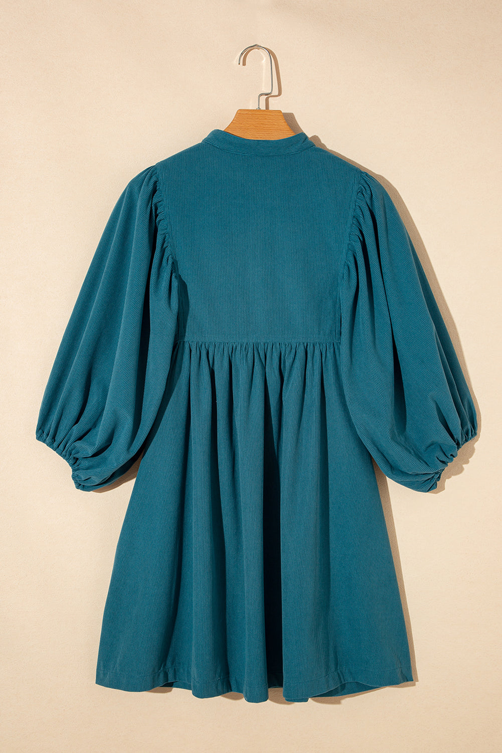 Corduroy Empire Waist Lantern Sleeve Dress