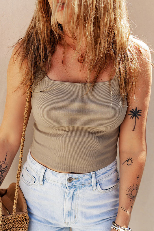 Square Neck Ribbed Tank Top