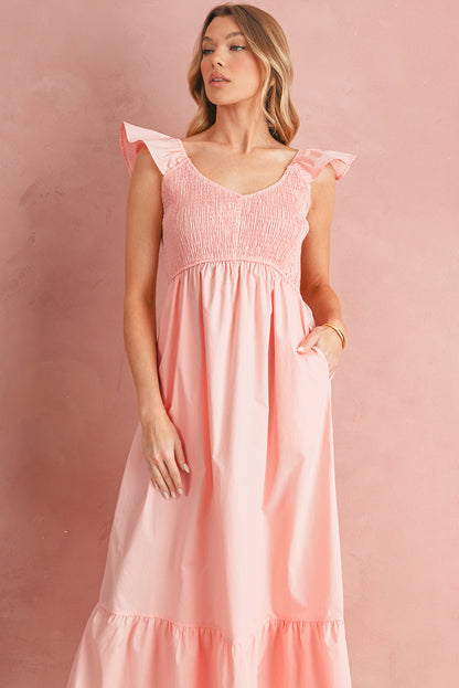 Erica Flutter Sleeve Smocked Maxi Dress