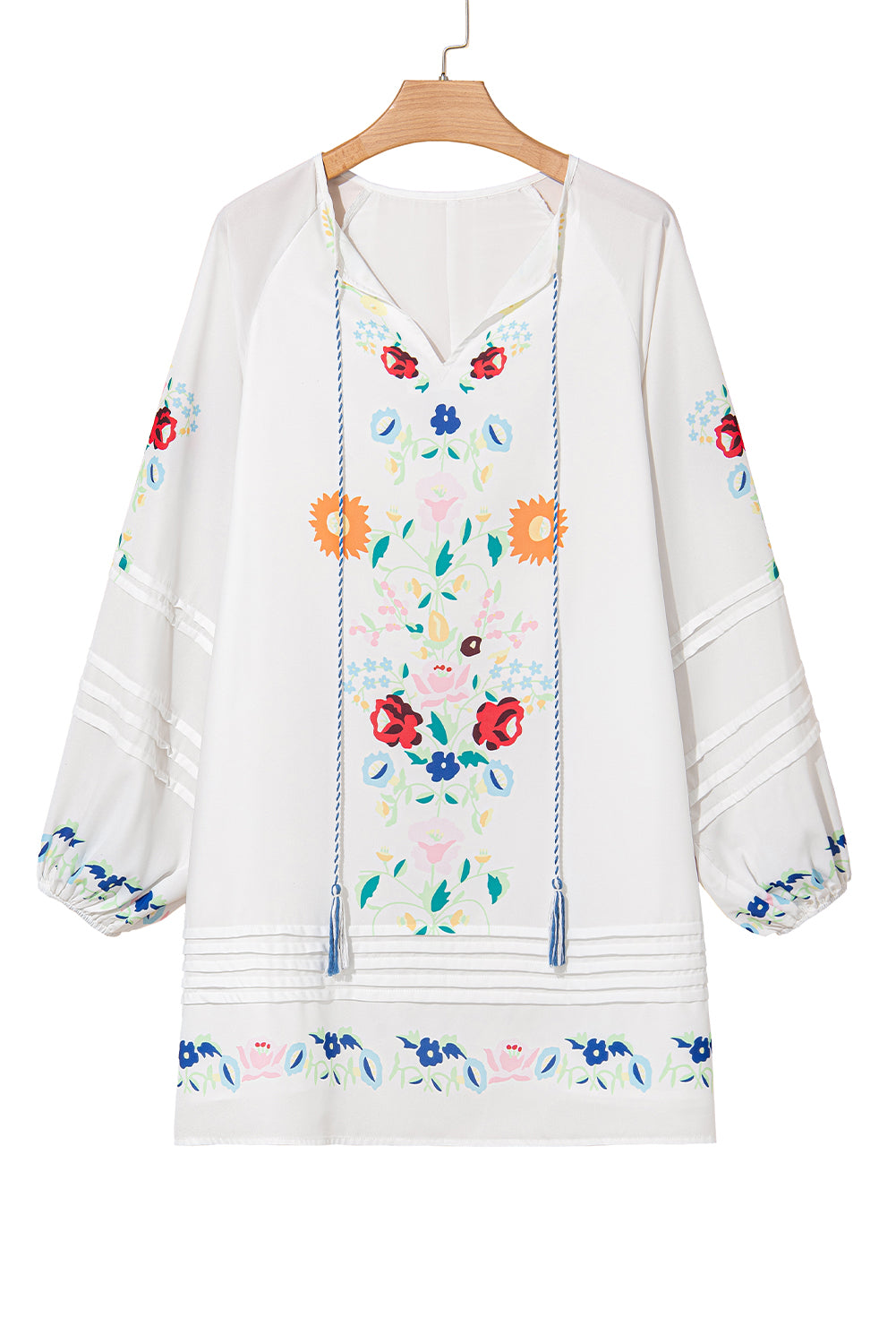 Fiona Floral Tassel Tie V-Neck Mini Dress
