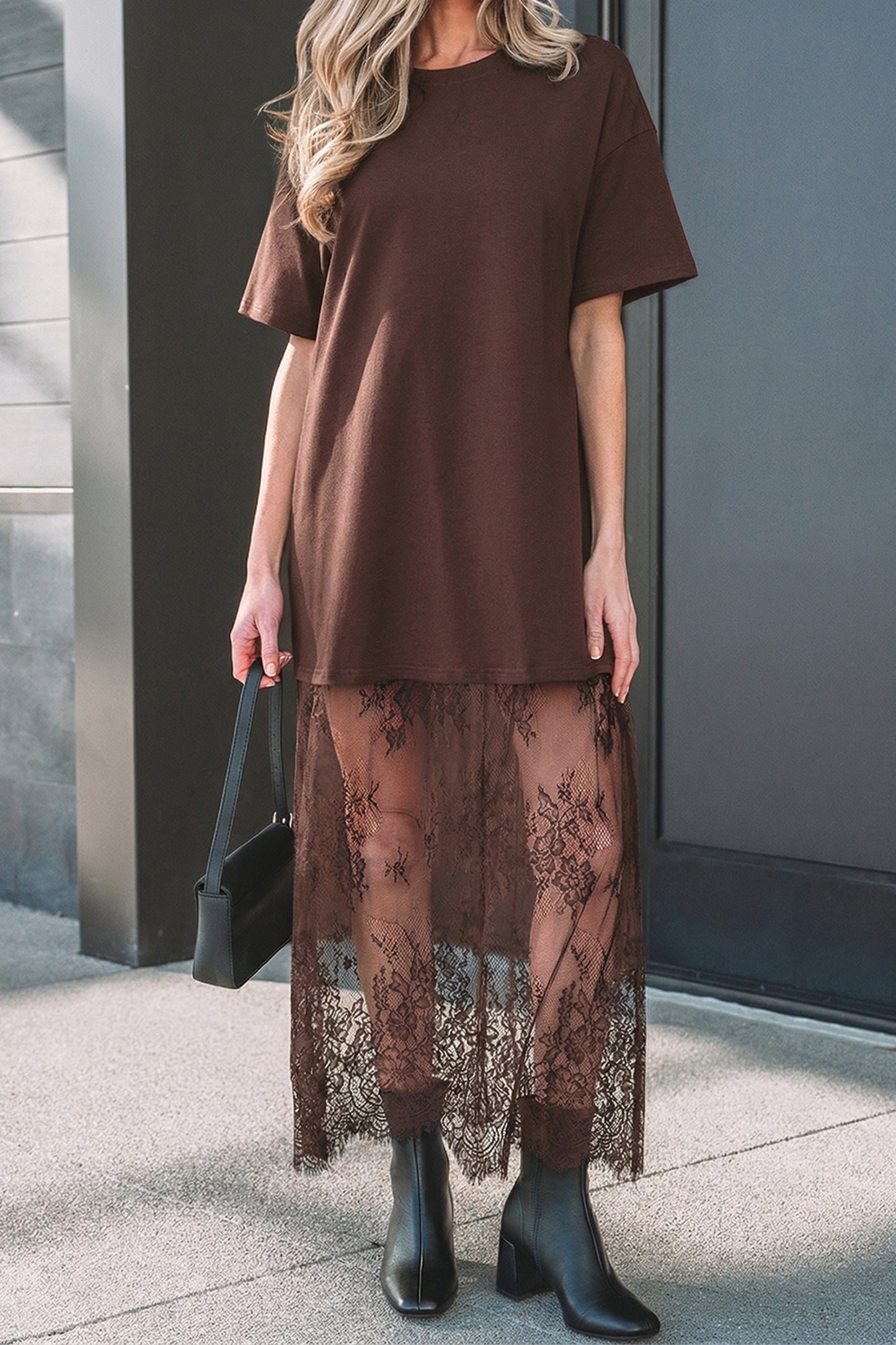 Floral Lace T-Shirt Dress