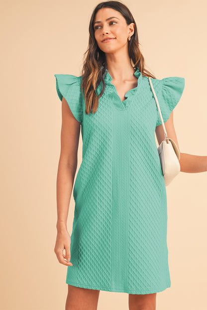 Ira Textured Ruffle V-Neck Mini Dress