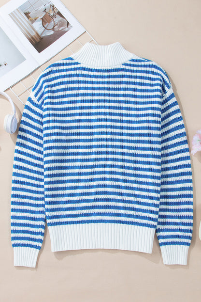 Nylah Striped Half-Zip Sweater