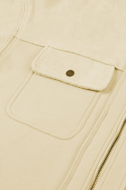 Flap Pockets Bishop Sleeve Zip Up Hoodie