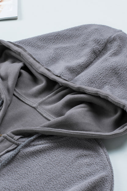 Flap Pockets Bishop Sleeve Zip Up Hoodie