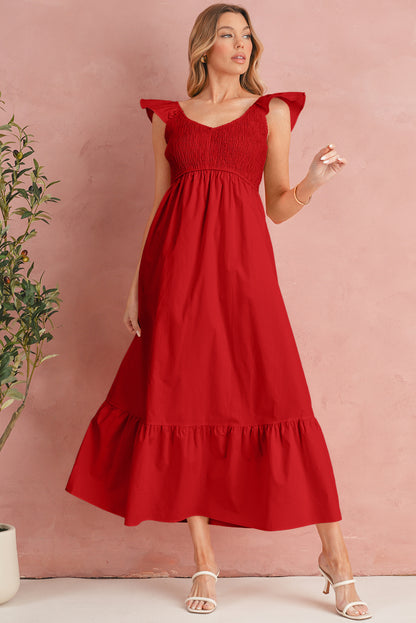 Erica Flutter Sleeve Smocked Maxi Dress
