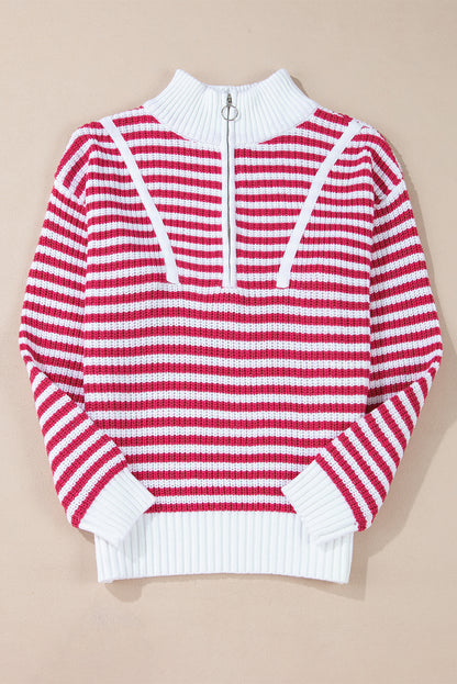 Nylah Striped Half-Zip Sweater