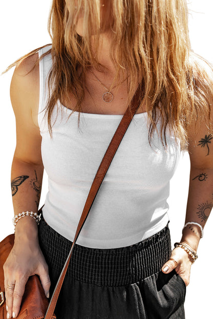 Square Neck Ribbed Tank Top
