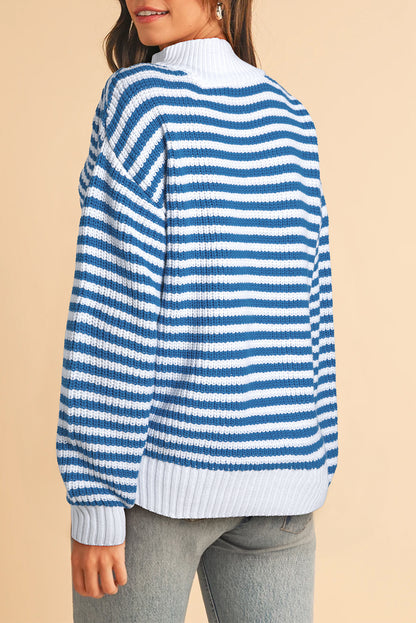 Nylah Striped Half-Zip Sweater