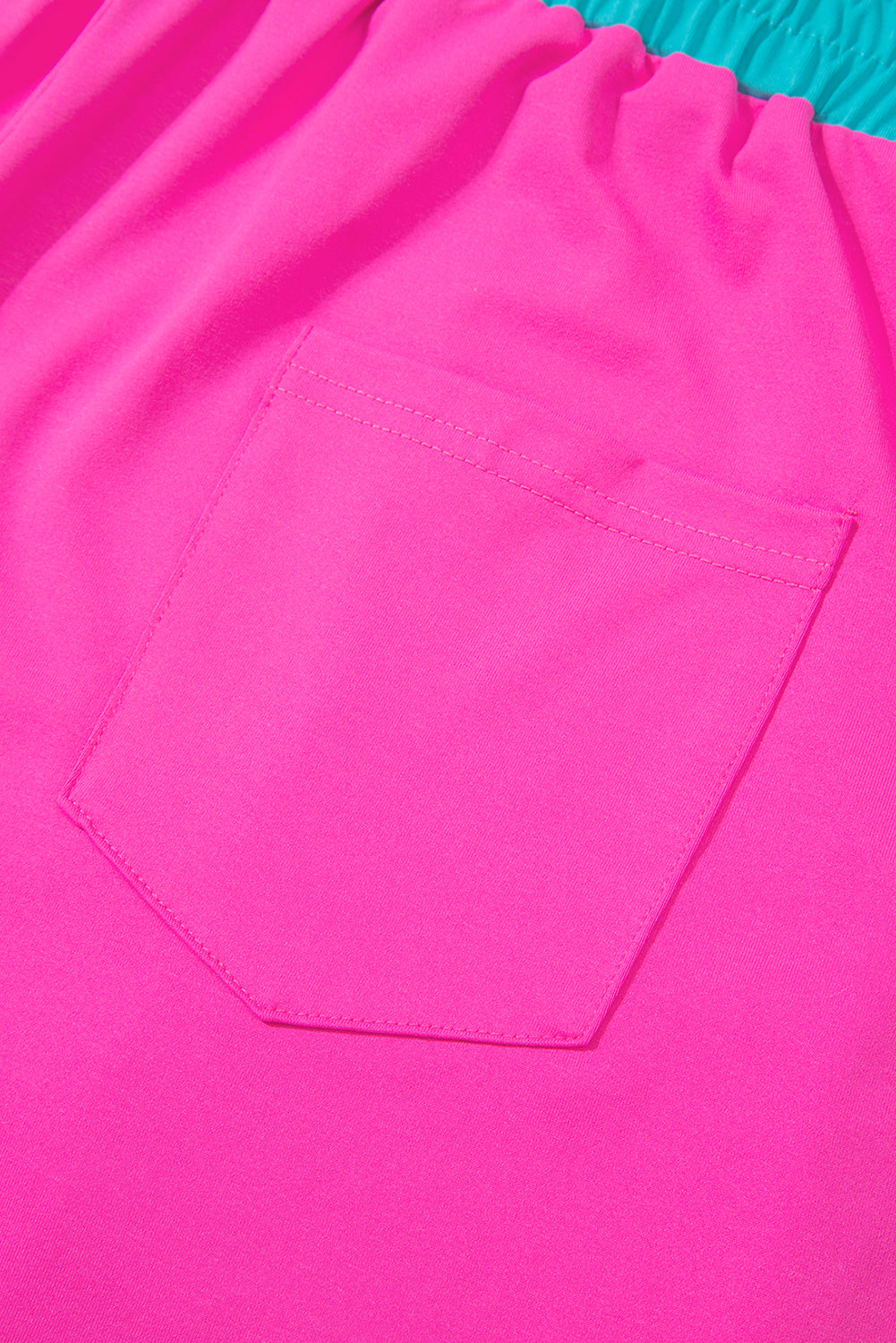Color-Block Top and Elastic Waist Shorts Set
