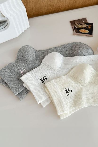 Grey Bowknot Ankle Socks