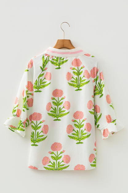 Floral Print V-Neck Blouse