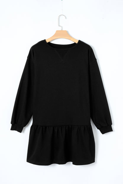 Ruffle Hem Mini Sweatshirt Dress