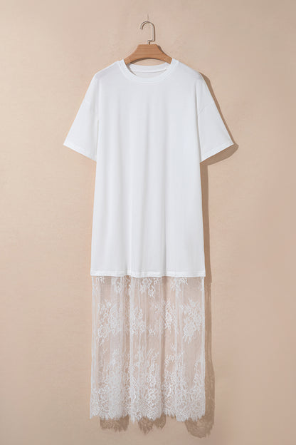 Floral Lace T-Shirt Dress