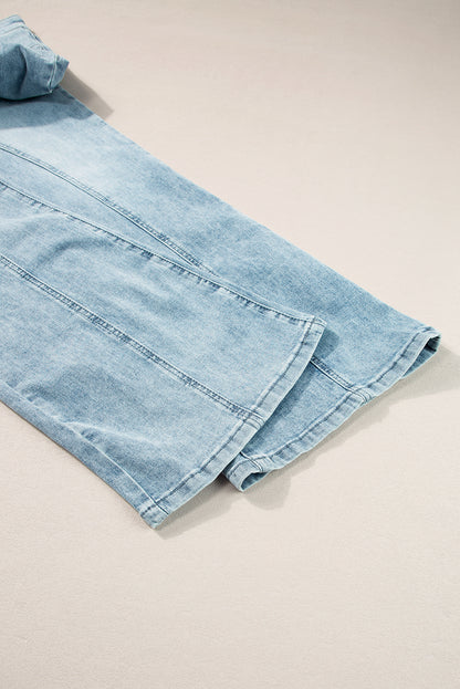 Dusk Blue Acid Wash Flared Jeans