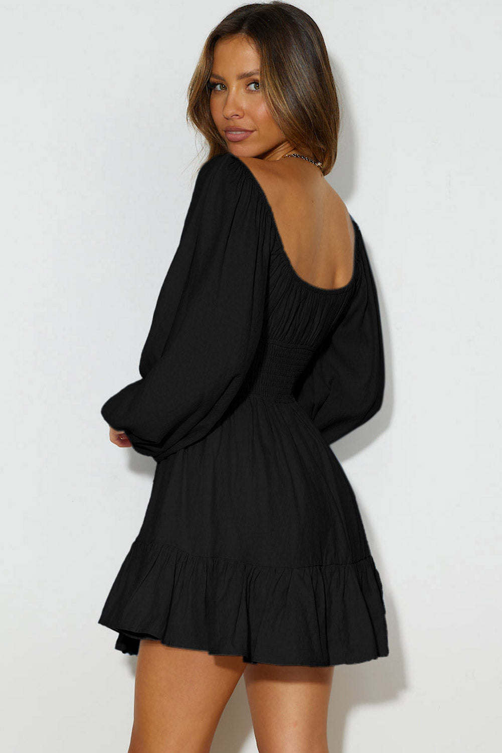 Noir Ruffle Mini Dress