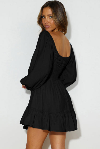 Noir Ruffle Mini Dress