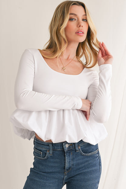 Mirah Bubble Hem Long Sleeve Top