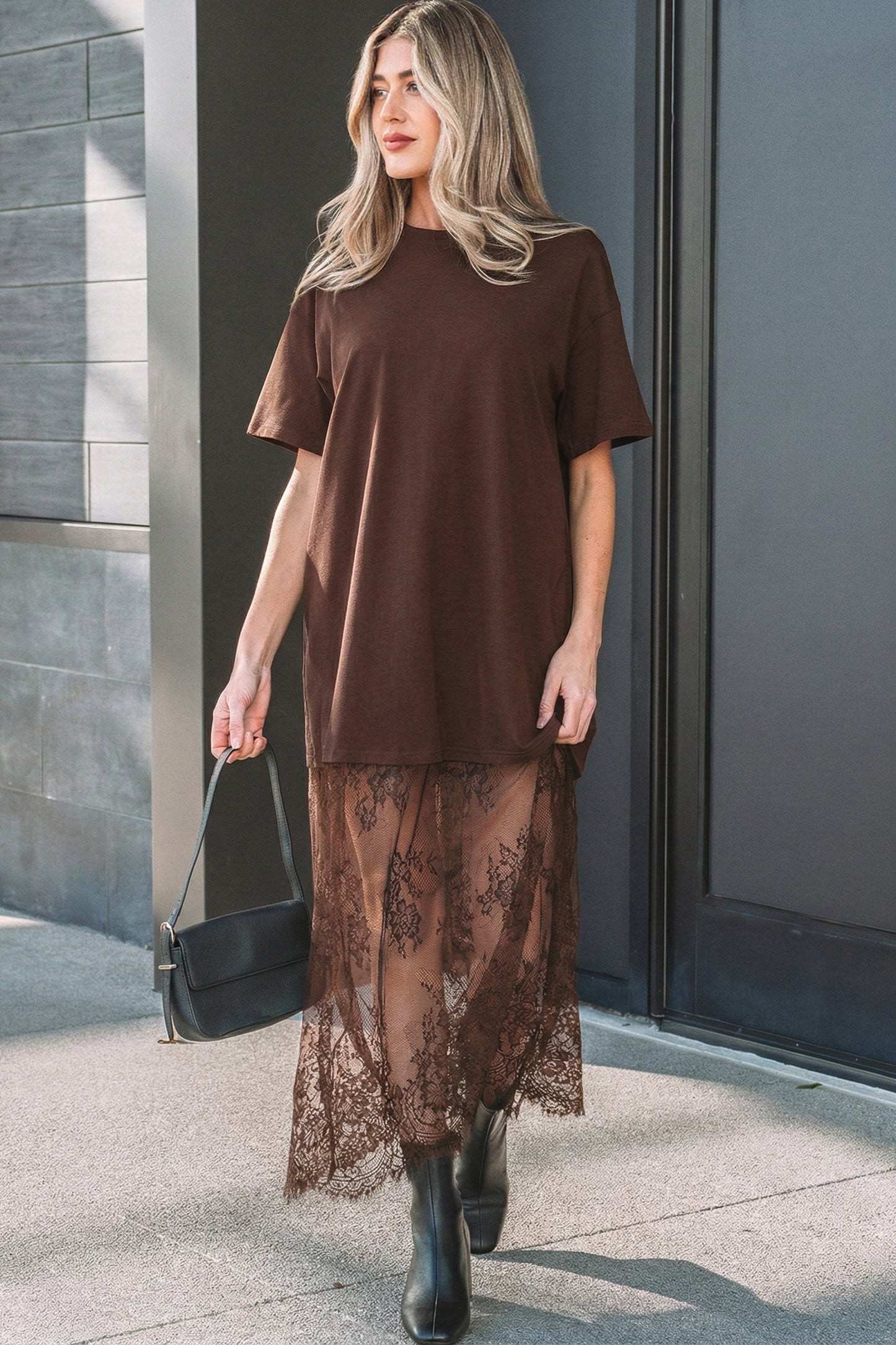 Floral Lace T-Shirt Dress