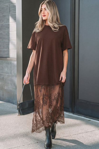 Floral Lace T-Shirt Dress